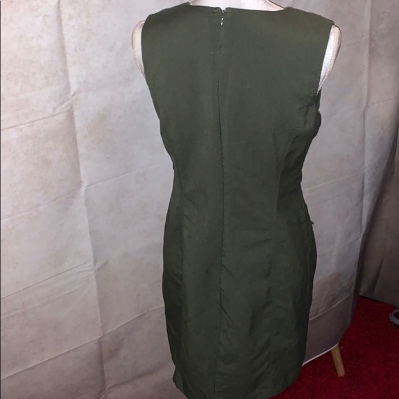 Sharagono Army Green Sleeveless Dress w/Zipper - Picture 7 of 10
